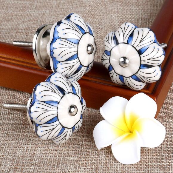 Hand Painted Ceramic Door Knobs Cabinet Drawer Wardrobe Cupboard Pull Handles #7 - Picture 5 of 6